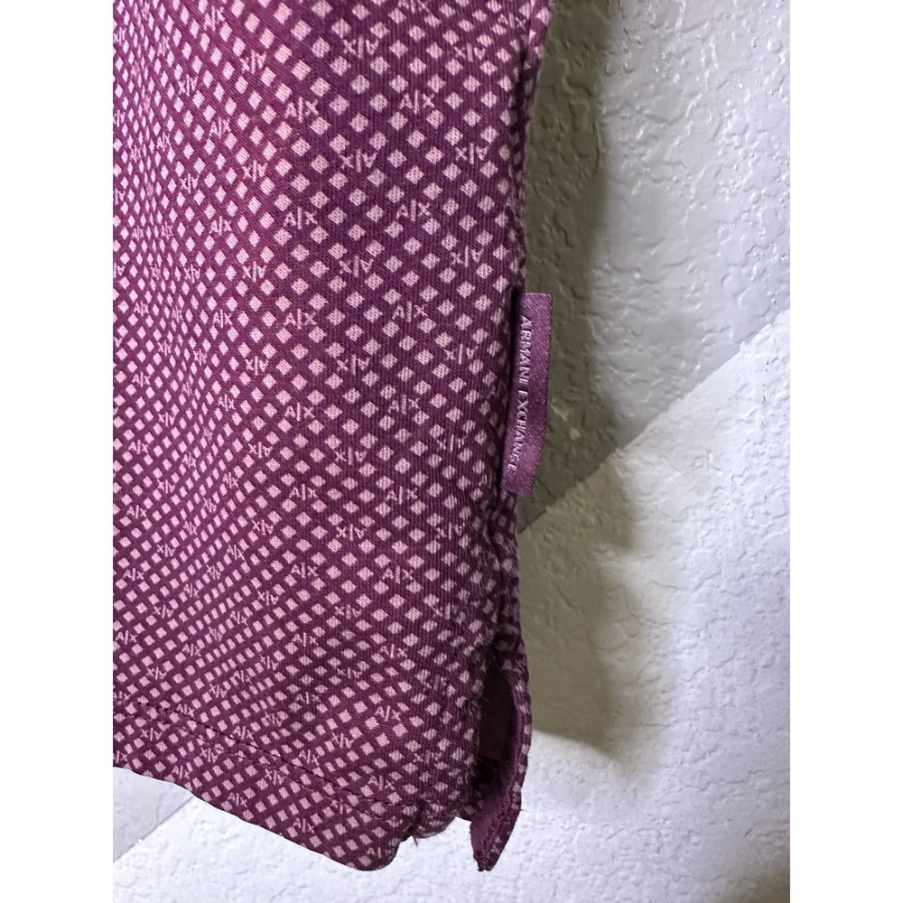 Armani Exchange A|X Mens Red All Over Micro Logo Print Stretch Polo Shirt 2XL - Picture 7 of 14